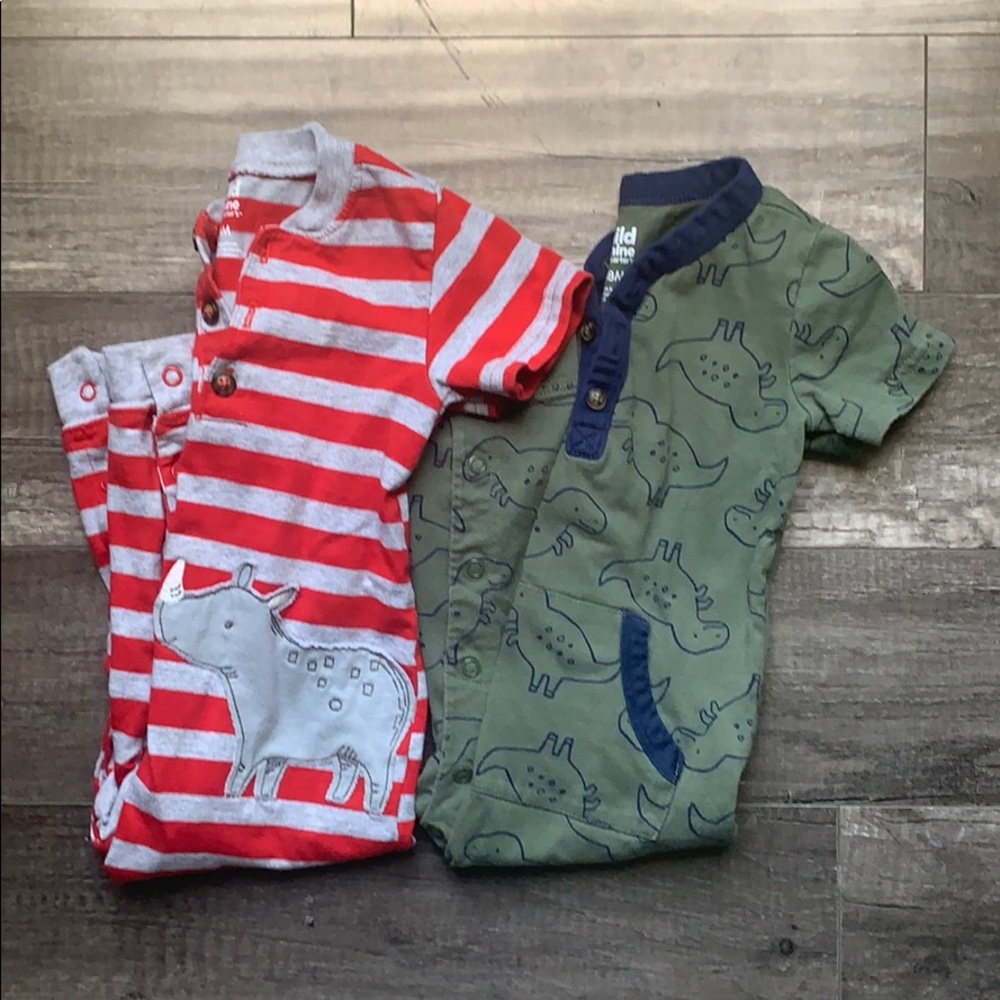 2 short sleeve pant onesies